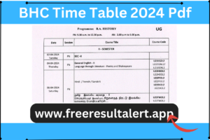 BHC Time Table 2024 Pdf