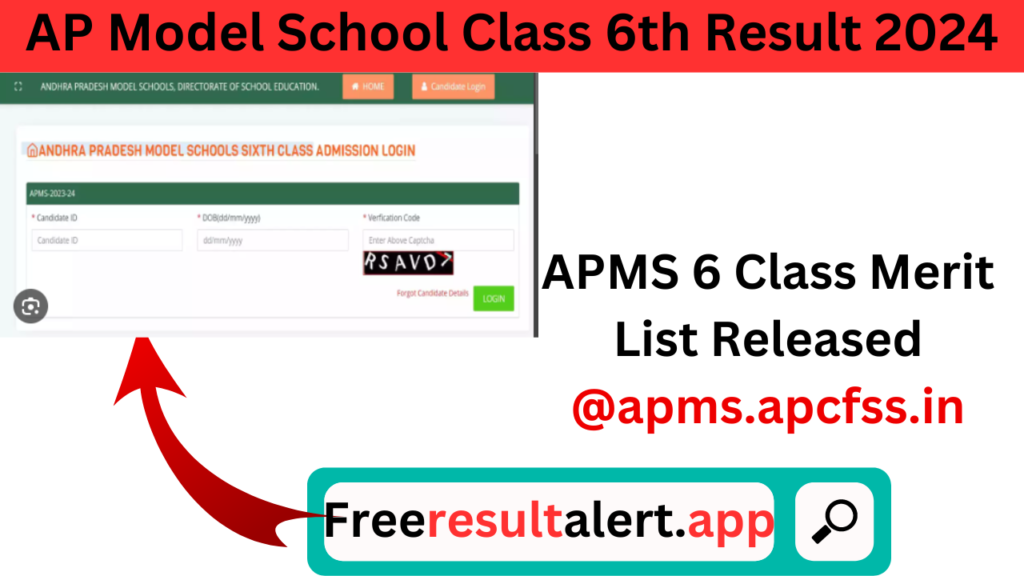 AP Model School Class 6th Result 2024, APMS 6 Class Merit List Released