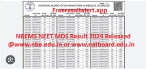 NBEMS NEET MDS Result 2024 Released @www.nbe.edu.in or www.natboard.edu.in