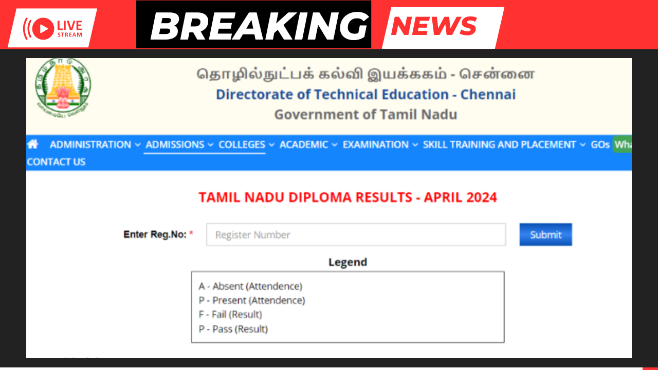 TNDTE Diploma Results April 2024